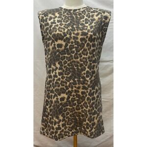 Watermelon Leopard Print T-Shirt Dress M L Shoulder Pad Tunic Muscle Tank‎ Top